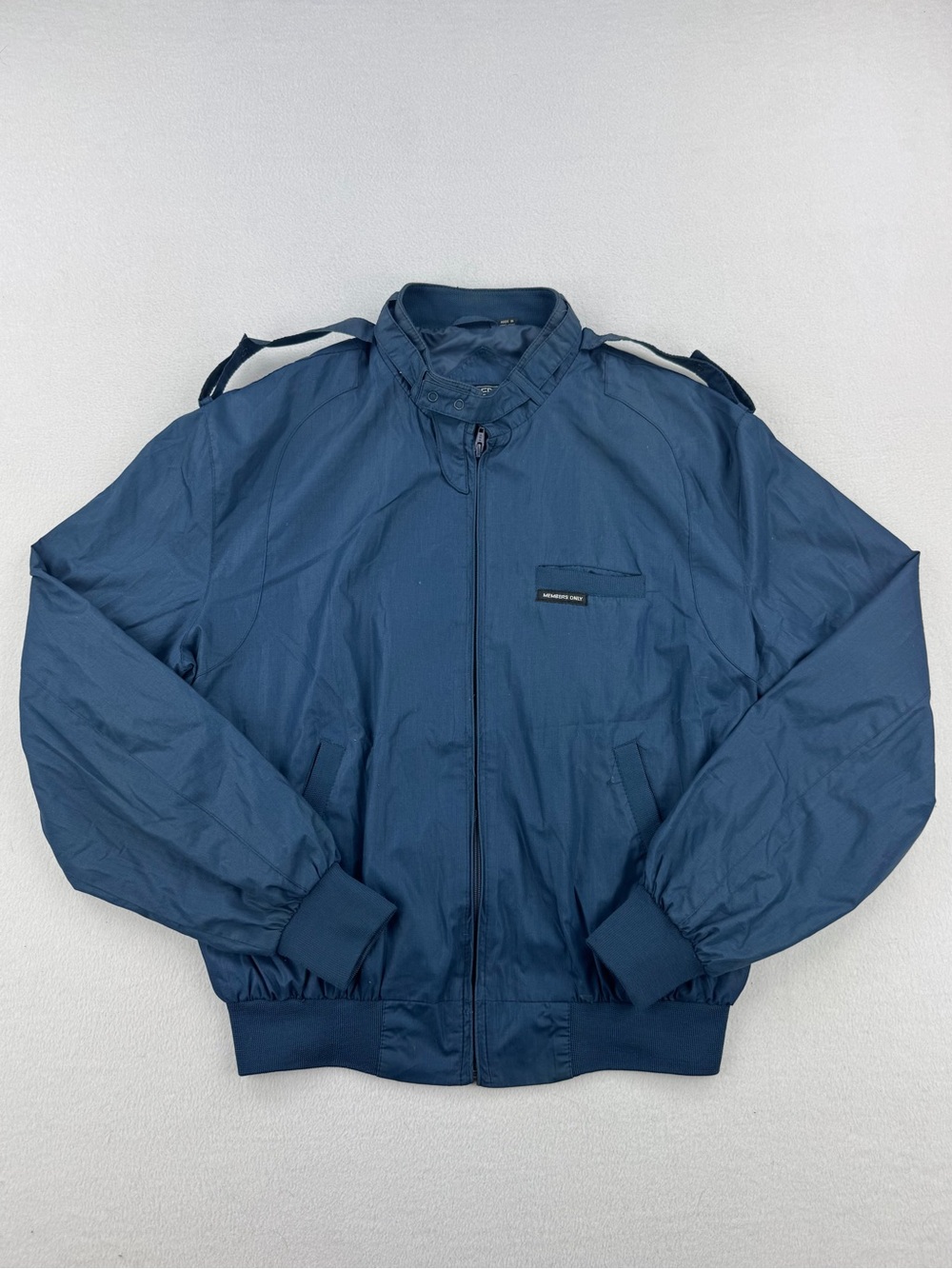 VTG 80s Members Only Mens Classic Iconic Racer Jacket Full Zip Navy Blue Sz 42/L